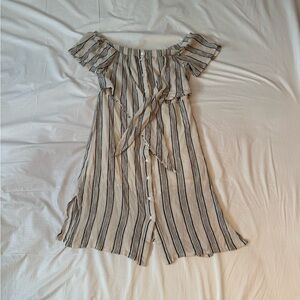 Gianni Bini Romper Womens M Striped Off Shoulder Boho Button Front